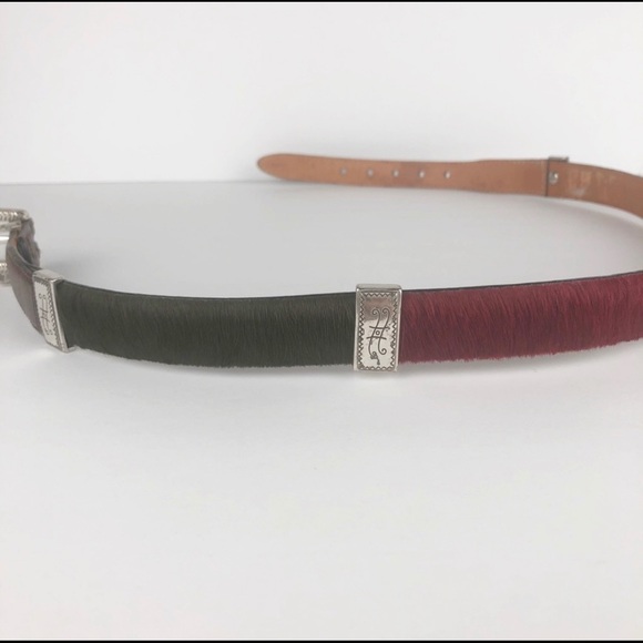 Brighton multicolored pony hair western belt 28 - Picture 4 of 12